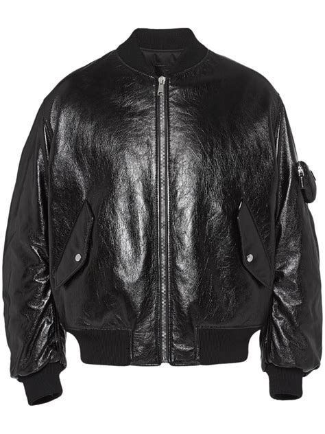 prada pilot jacket|Black Nappa Leather Bomber Jacket .